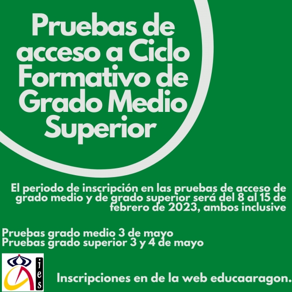 Pruebas de acceso a grado medio y superior